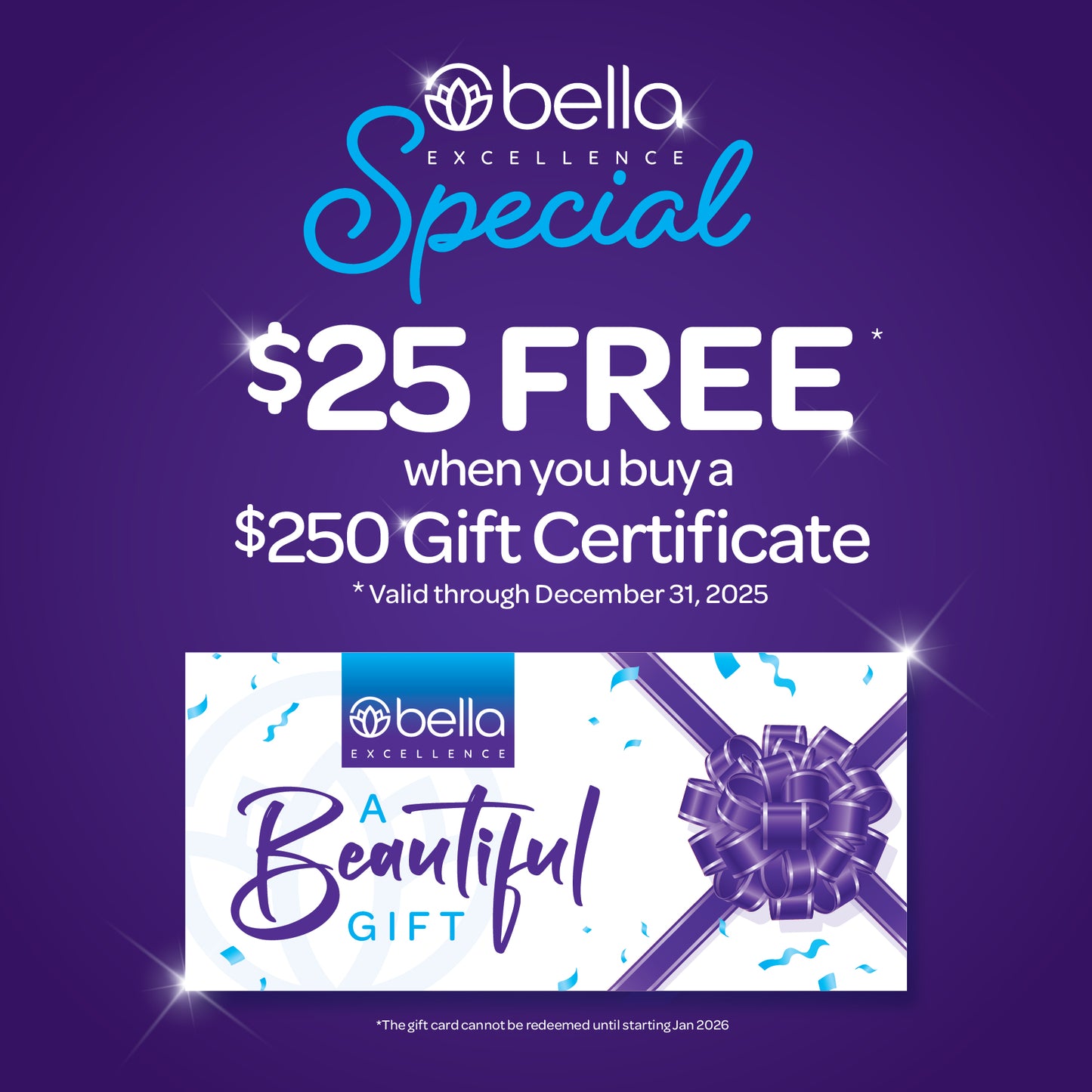 Holiday Gift Certificate: $25 FREE